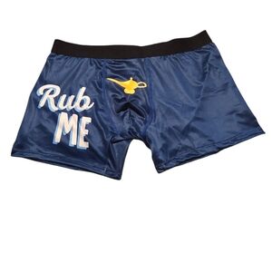 New Men's Blue Boxer Briefs with Fun Print Rub Me Size L